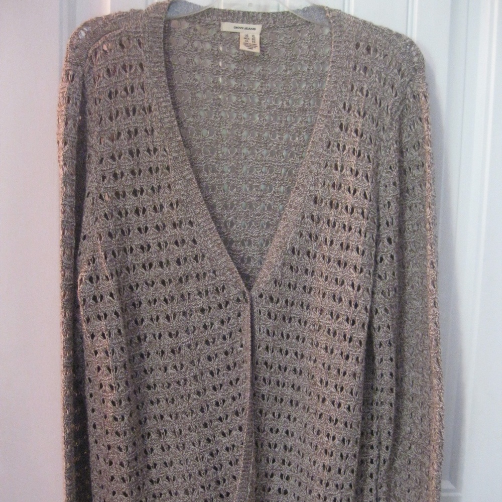 DKNY Jeans Woman's Open Knit Button Front Cardigan